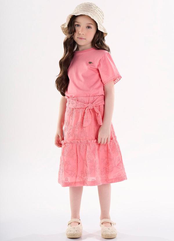 Up Baby - Conjunto Infantil com Blusa e Saia Rosa