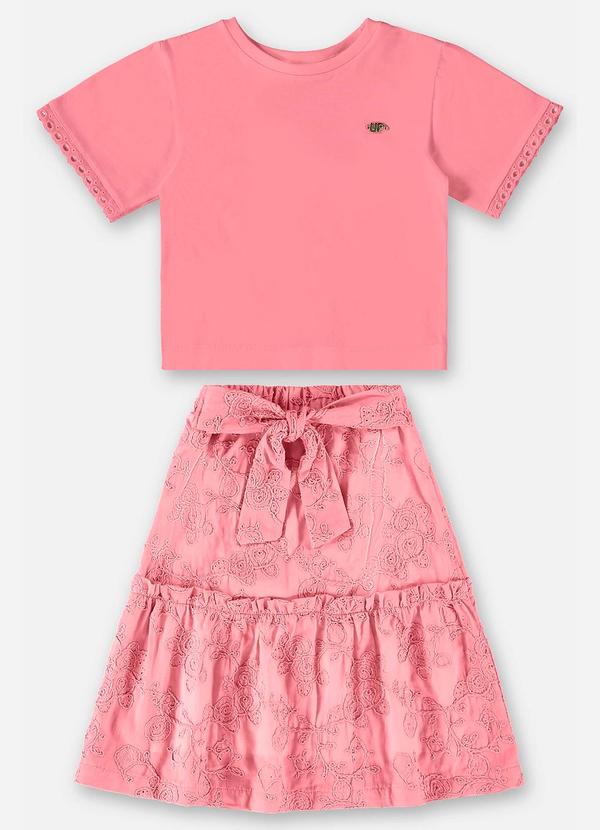 Up Baby - Conjunto Infantil com Blusa e Saia Rosa 2
