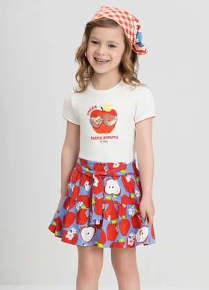 Conjunto Infantil com Blusa e Saia Up Baby Branco - UP BABY