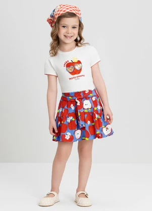 Conjunto Infantil com Blusa e Saia Up Baby Branco - UP BABY
