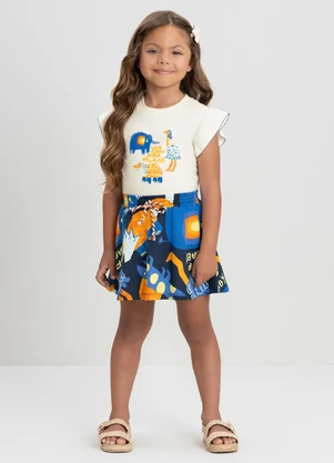 Conjunto Infantil com Blusa e Saia Up Baby Branco - UP BABY
