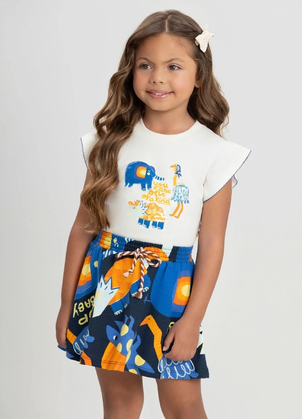 Up Baby - Conjunto Infantil com Blusa e Saia Up Baby Branco