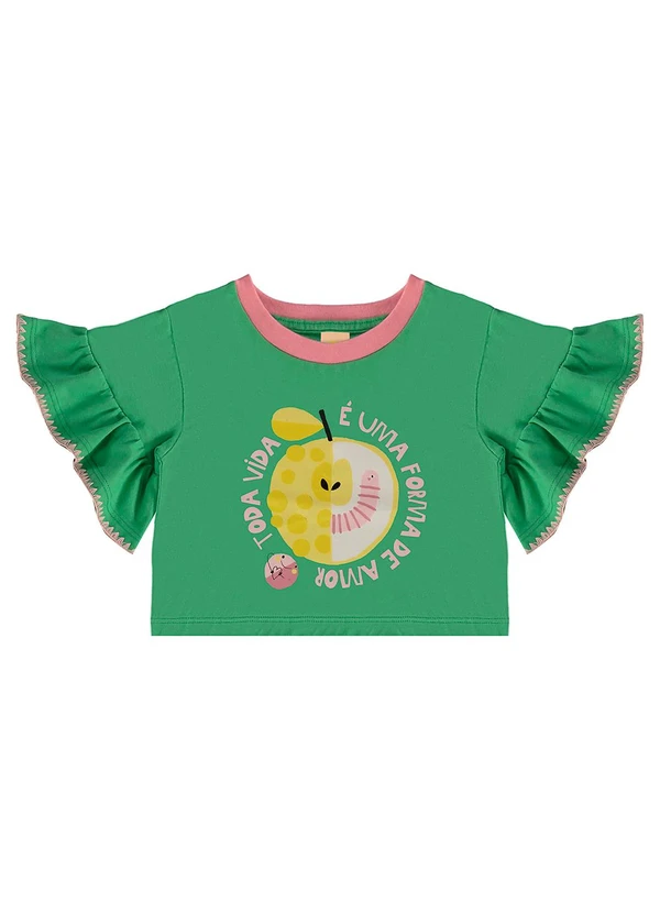 Três e Já - Conjunto Infantil com Blusa e Saia Verde 5