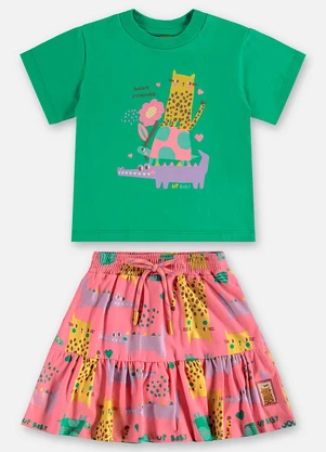 Up Baby - Conjunto Infantil com Blusa e Saia Verde - UP BABY