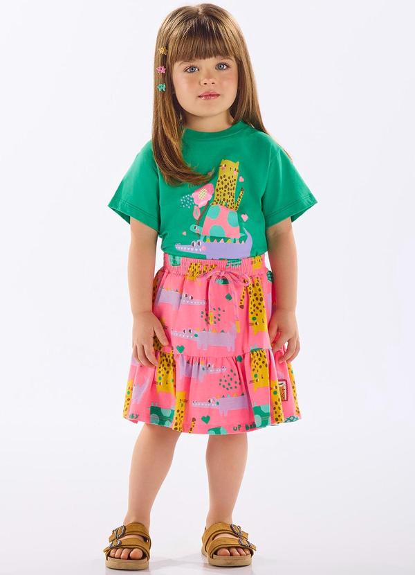 Up Baby - Conjunto Infantil com Blusa e Saia Verde
