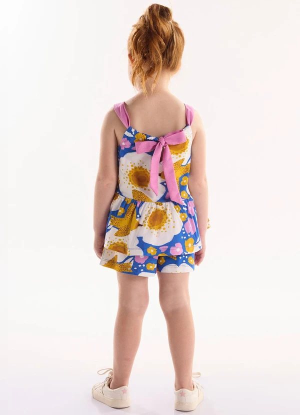 Três e Já - Conjunto Infantil com Blusa e Short Azul 2