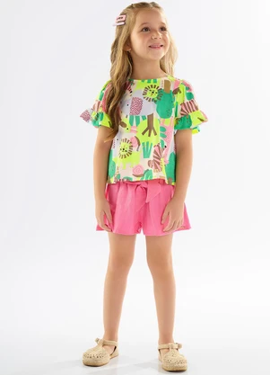 Up Baby - Conjunto Infantil com Blusa e Short Bege - UP BABY