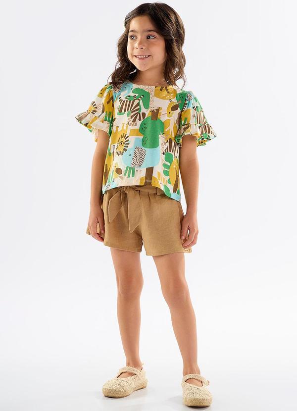 Up Baby - Conjunto Infantil com Blusa e Short Bege