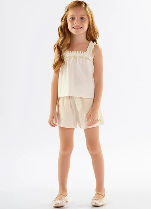 Up Baby - Conjunto Infantil com Blusa e Short Bege - UP BABY