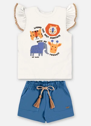 Up Baby - Conjunto Infantil com Blusa e Short Bege - UP BABY