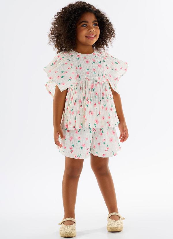 Up Baby - Conjunto Infantil com Blusa e Short Branco