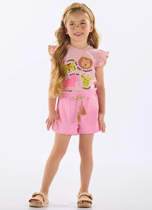 Up Baby - Conjunto Infantil com Blusa e Short Rosa - UP BABY