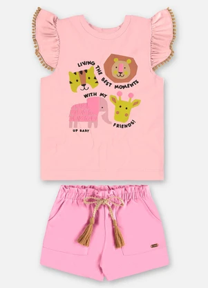 Up Baby - Conjunto Infantil com Blusa e Short Rosa - UP BABY