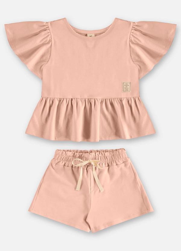 Up Baby - Conjunto Infantil com Blusa e Short Rosa 1