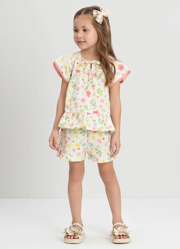 Up Baby - Conjunto Infantil com Blusa e Short Up Baby Branco