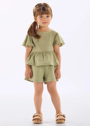 Up Baby - Conjunto Infantil com Blusa e Short Verde - UP BABY