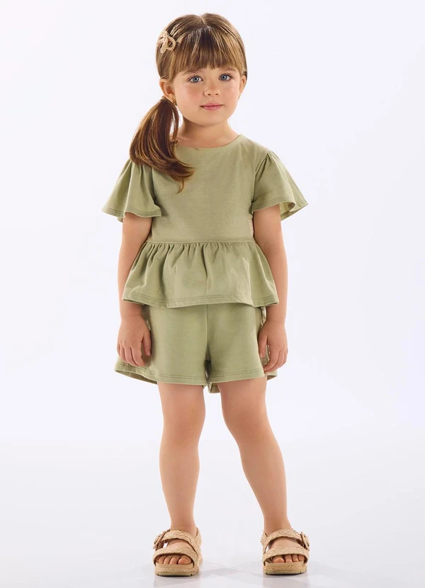 Up Baby - Conjunto Infantil com Blusa e Short Verde