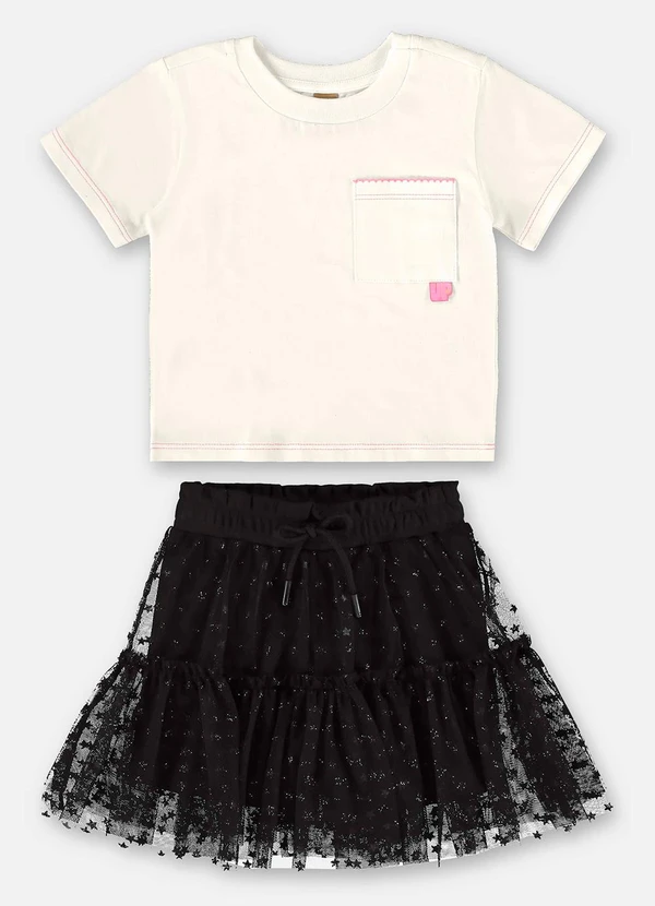 Up Baby - Conjunto Infantil com Blusa e Shorts Bege 2