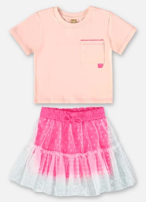 Up Baby - Conjunto Infantil com Blusa e Shorts Rosa - UP BABY