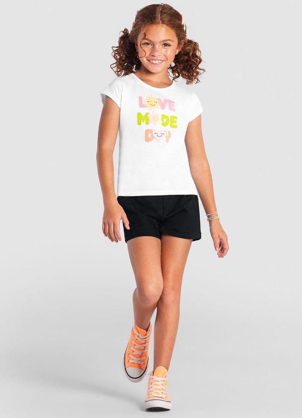 Brandili - Conjunto Infantil com Estampa em Puff Branco