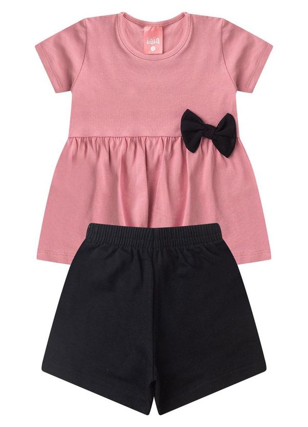 Rosa Azul - Conjunto Infantil com Laço na Lateral Iaia Rosa