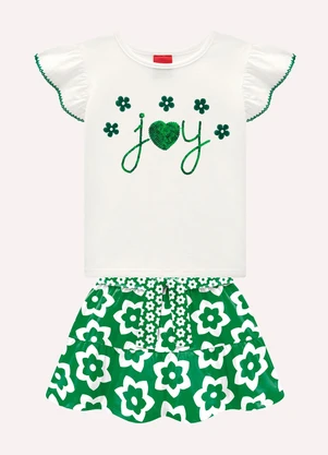 Kyly - Conjunto Infantil com Lantejoulas Off White - KYLY