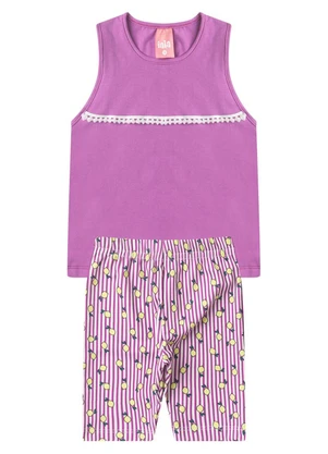 Rosa Azul - Conjunto Infantil com Pompom Verão Iaia Roxo - ROSA AZUL