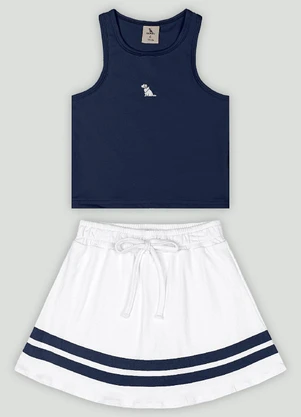 Conjunto Infantil com Regata e Saia Quimby Azul - QUIMBY