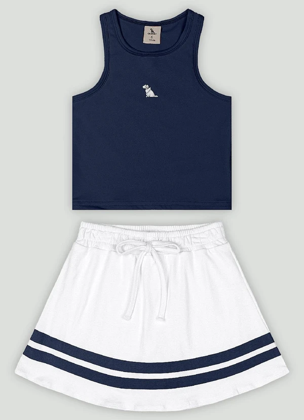 Quimby - Conjunto Infantil com Regata e Saia Quimby Azul