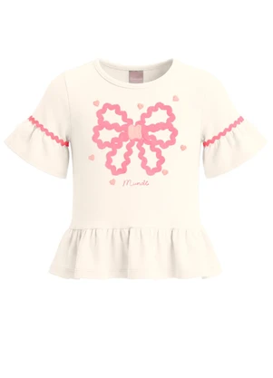 Mundi - Conjunto Infantil Cotton Bordado Floral Bege - MUNDI
