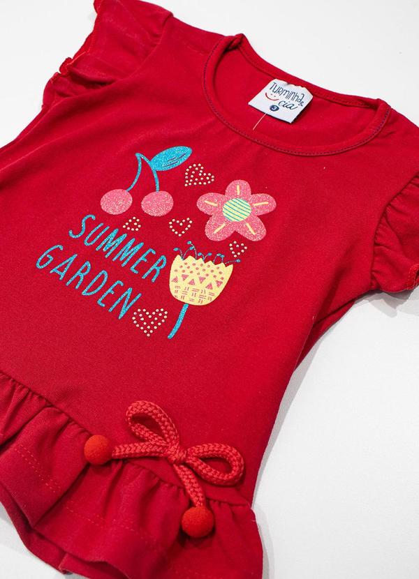 Turminha - Conjunto Infantil Cotton Flowers Vermelho 3