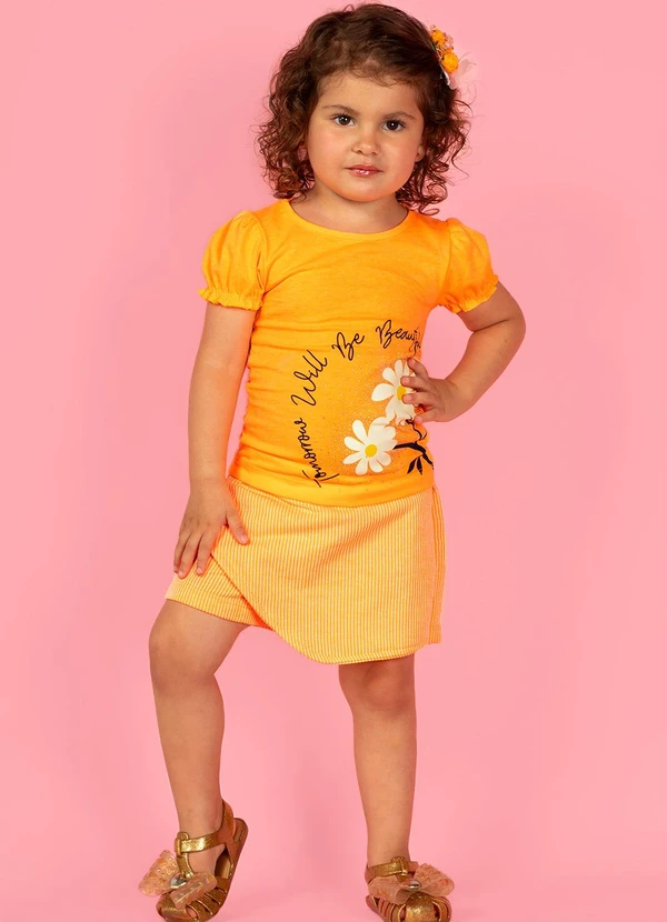 Turminha - Conjunto Infantil Cotton Lisvet Laranja
