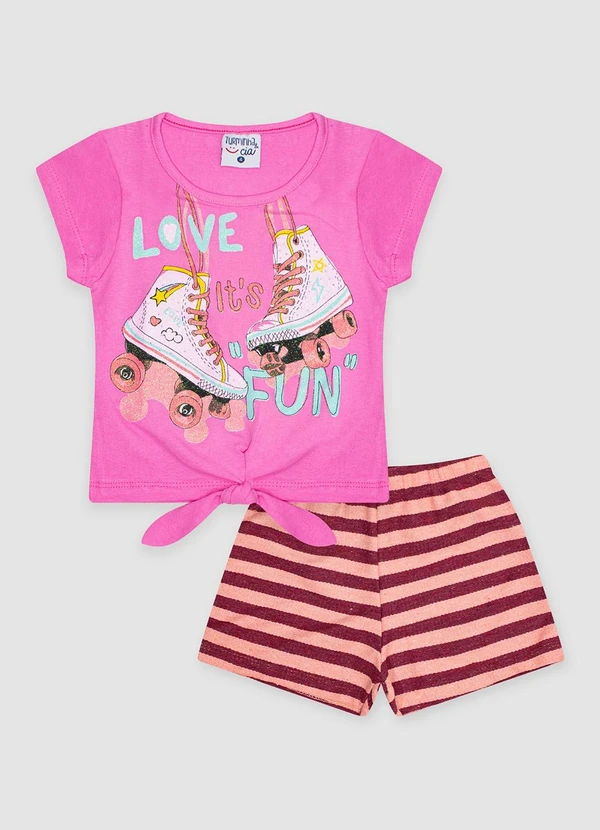 Turminha - Conjunto Infantil Cotton Rosa