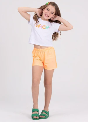Vida Costeira - Conjunto Infantil Cropped Amor Laranja - VIDA COSTEIRA