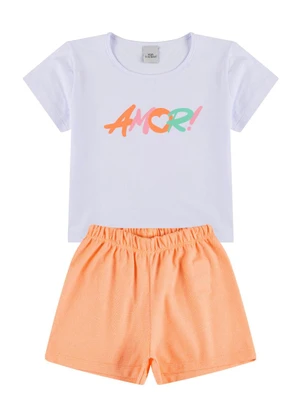 Vida Costeira - Conjunto Infantil Cropped Amor Laranja - VIDA COSTEIRA