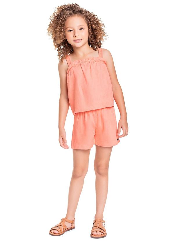 Quimby - Conjunto Infantil Cropped e Short Laranja