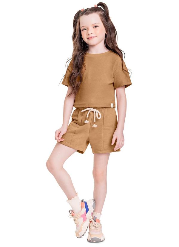 Quimby - Conjunto Infantil Cropped e Short Marrom