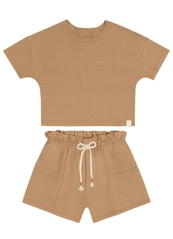 Quimby - Conjunto Infantil Cropped e Short Marrom 2