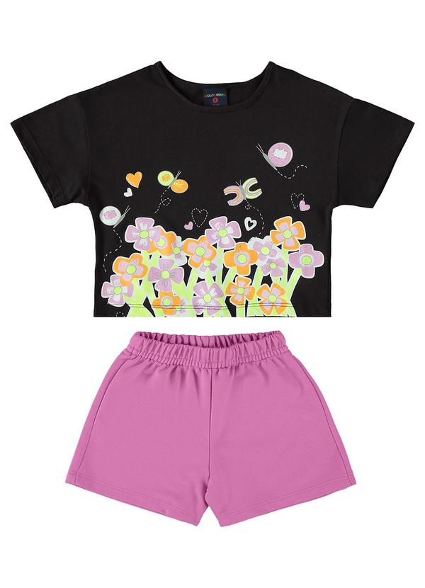 Guloseima - Conjunto Infantil Cropped e Short Preto