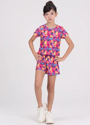 Vida Costeira - Conjunto Infantil Cropped Folhagens Rosa - VIDA COSTEIRA