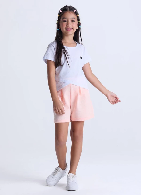 Vida Costeira - Conjunto Infantil Cropped Transpassado Branco