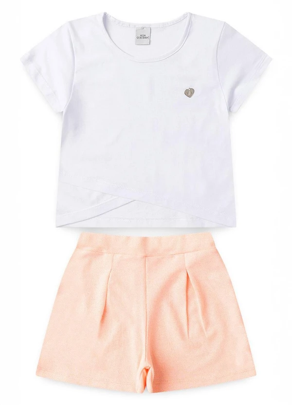 Vida Costeira - Conjunto Infantil Cropped Transpassado Branco 3