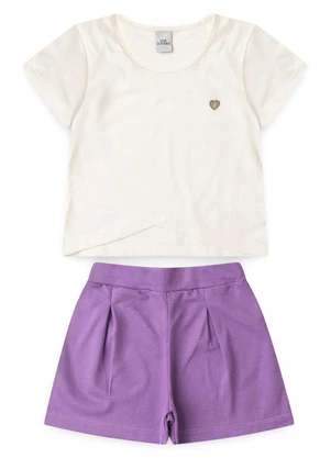 Vida Costeira - Conjunto Infantil Cropped Transpassado Off White - VIDA COSTEIRA