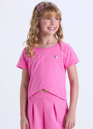 Vida Costeira - Conjunto Infantil Cropped Transpassado Rosa - VIDA COSTEIRA