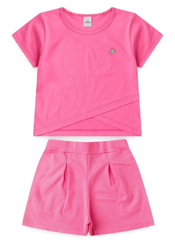 Vida Costeira - Conjunto Infantil Cropped Transpassado Rosa 3