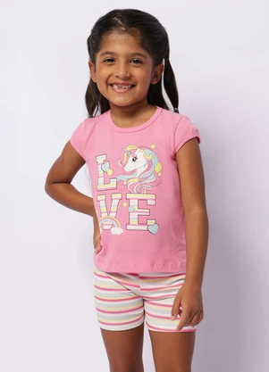 Torra - Conjunto Infantil Curto Estampa Unicórrnio Rosa - TORRA