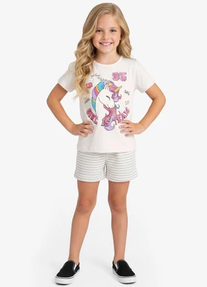Select - Conjunto Infantil Curto Verão Menina Bege - SELECT