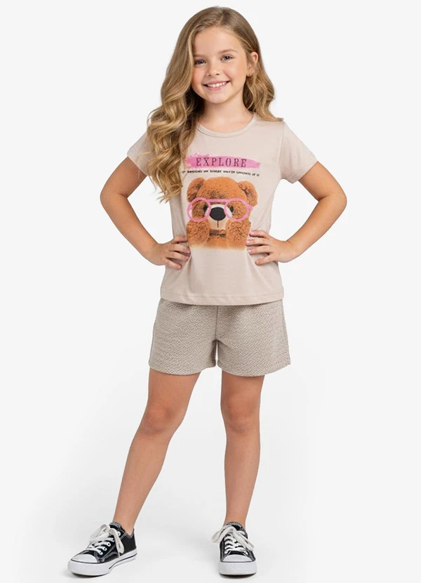Select - Conjunto Infantil Curto Verão Menina Marrom