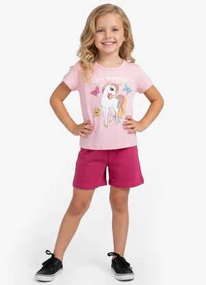 Select - Conjunto Infantil Curto Verão Menina Rosa - SELECT