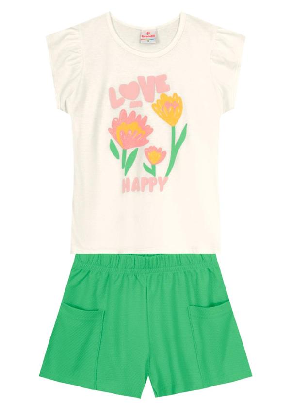 Brandili - Conjunto Infantil de Flores com Glitter Bege